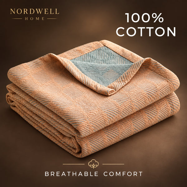 100% Cotton Throw Blanket — Breathable Bed Cover