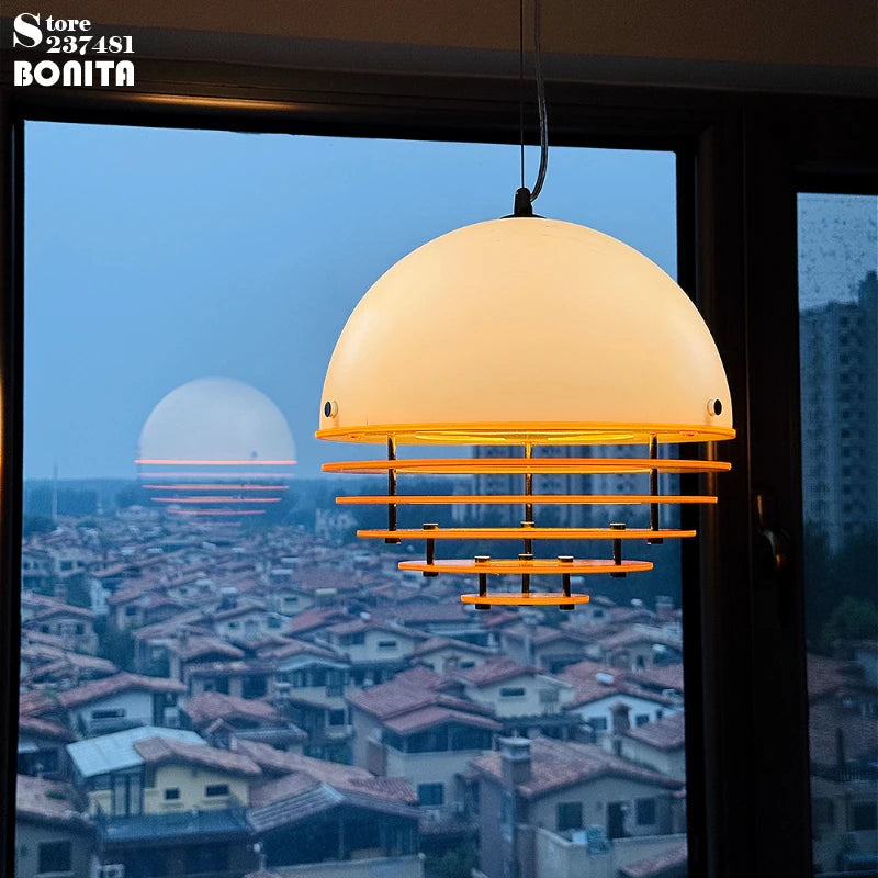Sunset Glass Pendant Lamp D20cm hanging with a warm sunset glow