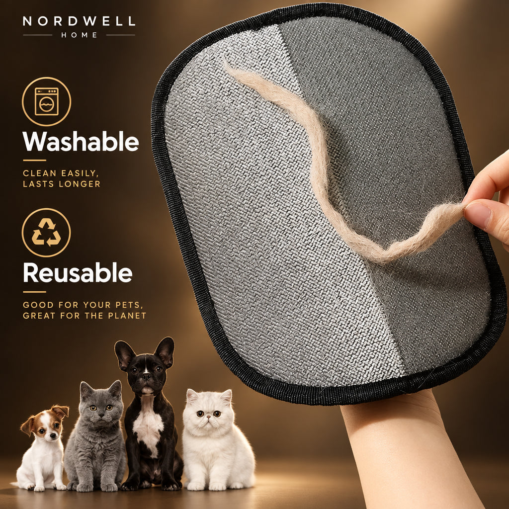 Pet Hair Remover Glove — Washable Grooming Mitt