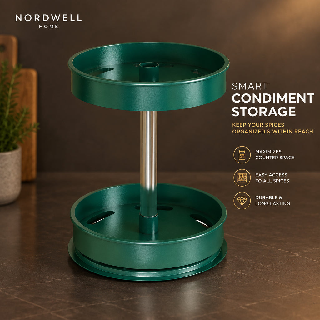 Round Spice Rack Organizer — Kitchen Condiment Holder