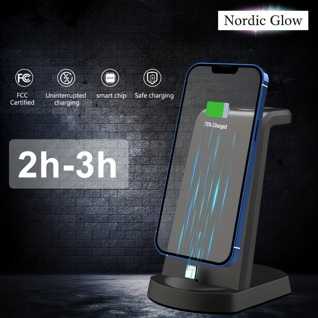 3-in-1 Charging Stand — Phone, Watch & Earbuds