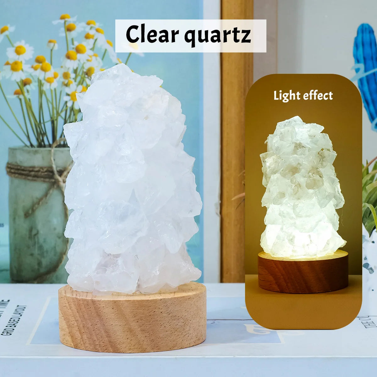 Raw Crystal Wishing Lamp — Citrine & Amethyst
