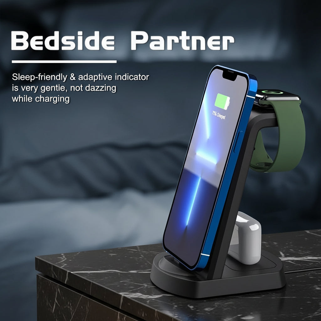 3-in-1 Charging Stand — Phone, Watch & Earbuds