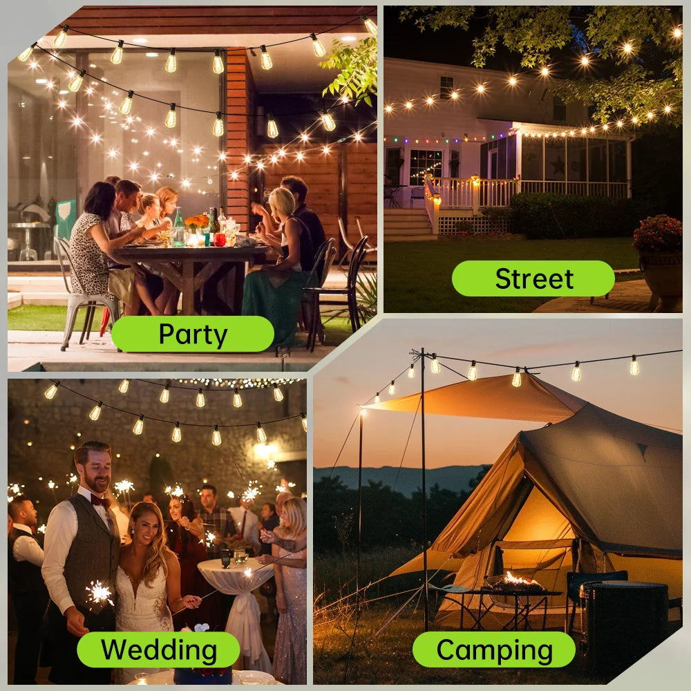 Solar Fairy String Lights — Edison Retro