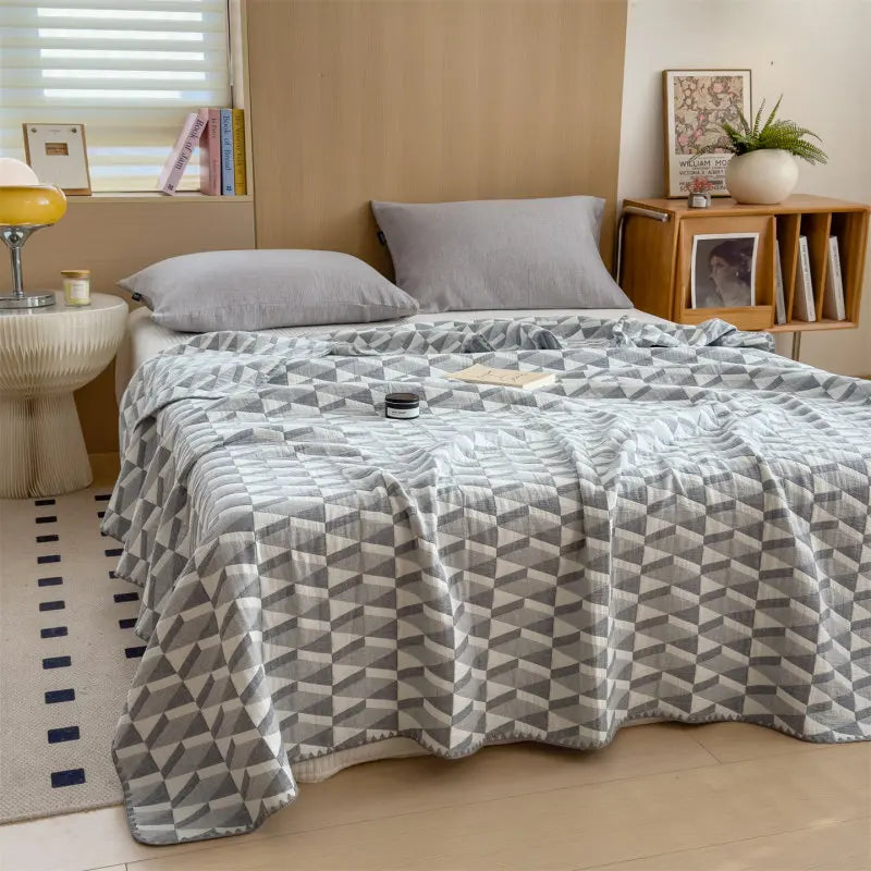 100% Cotton Throw Blanket — Breathable Bed Cover