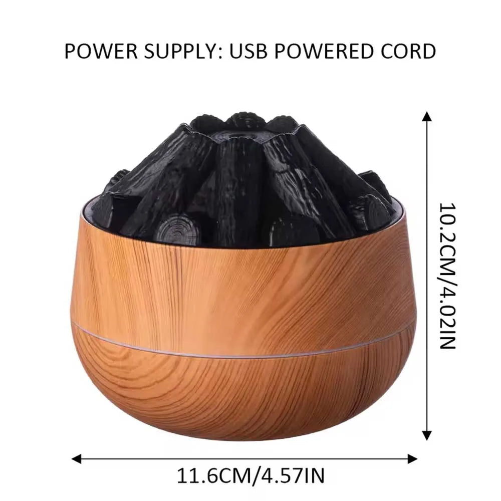 Charcoal-Style Flame Humidifier — Wood Grain