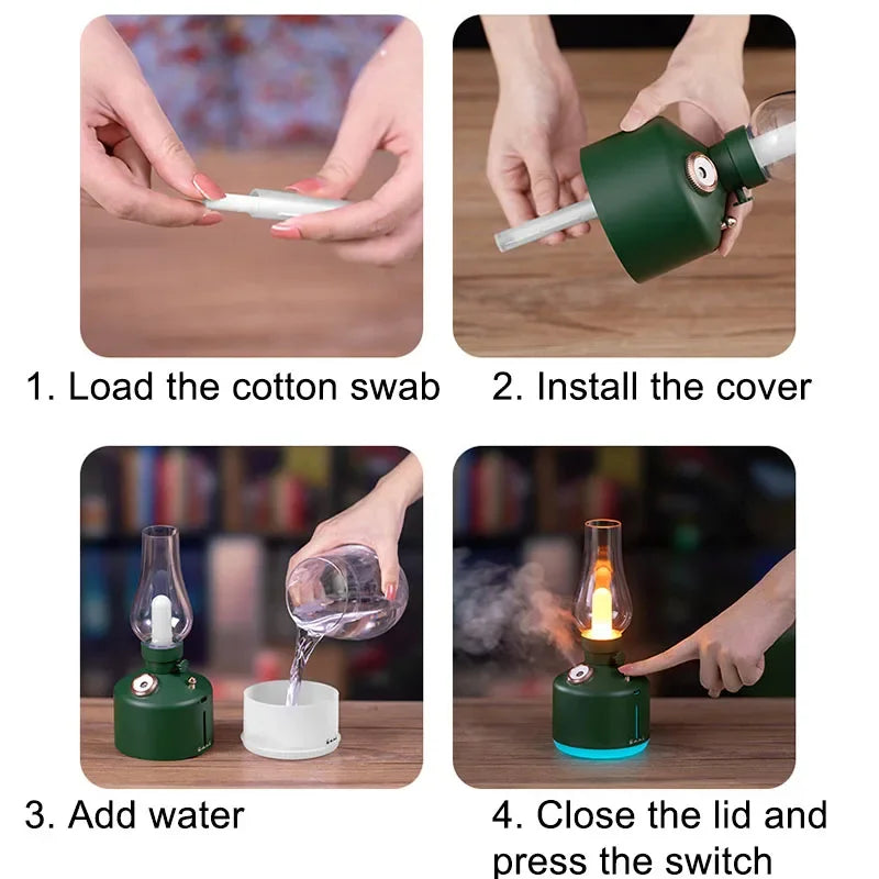 Retro Lamp Diffuser — 7-Color Cool Mist Humidifier