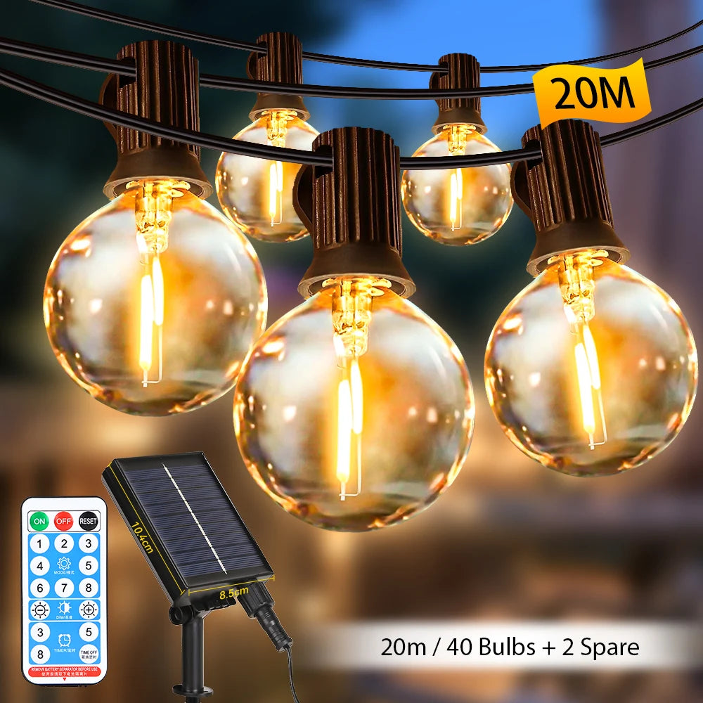 Solar Fairy String Lights — Edison Retro