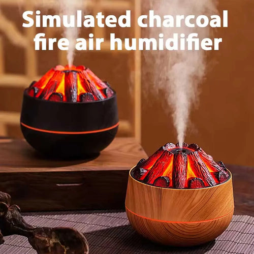 Charcoal-Style Flame Humidifier — Wood Grain