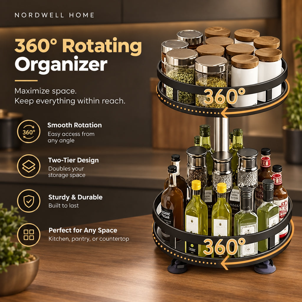 Rotating Spice Rack Organizer — Kitchen Turntable
