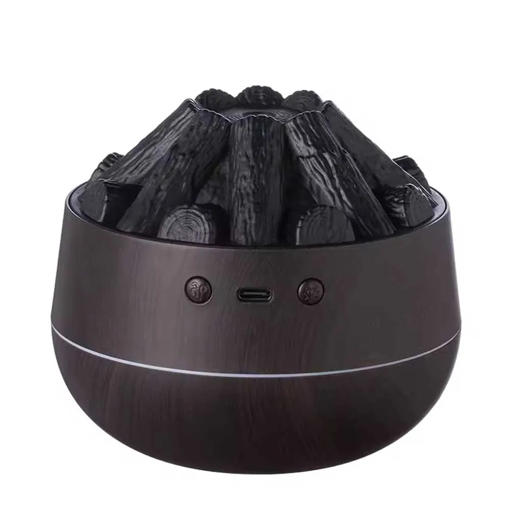 Charcoal-Style Flame Humidifier — Wood Grain