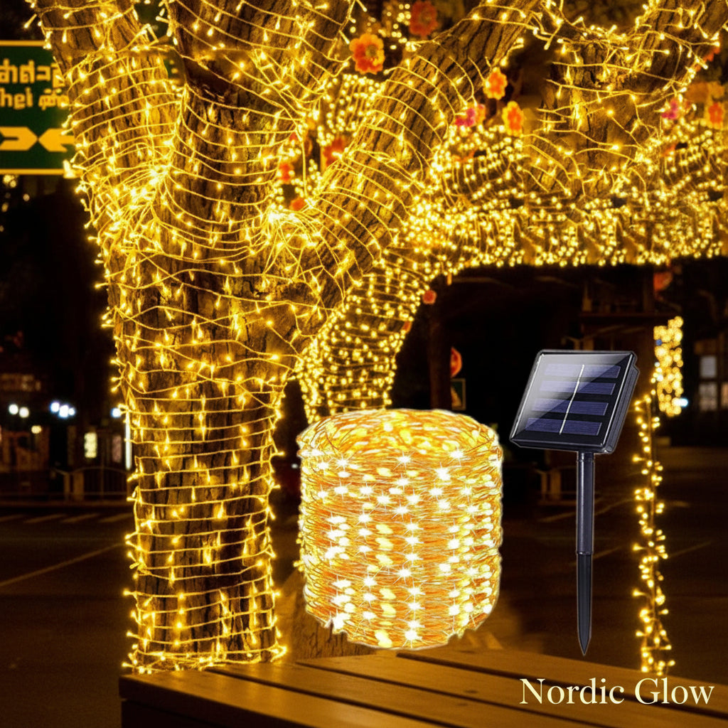 Solar Garden Fairy Lights twinkling along a garden path
