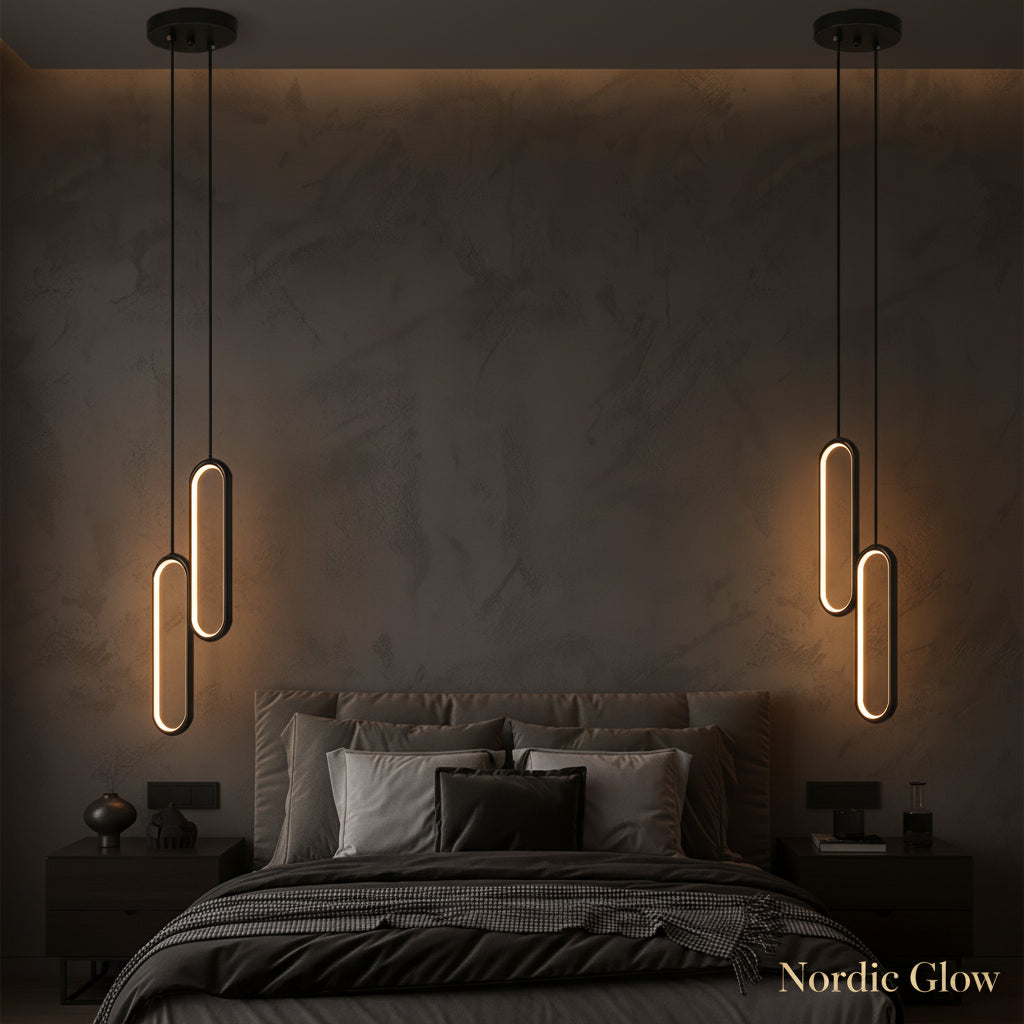 Nordic Hanging Pendant Lamp with iron frame over a dining table