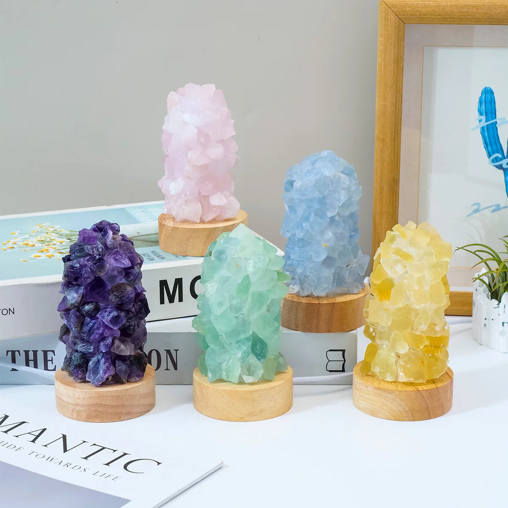 Raw Crystal Wishing Lamp — Citrine & Amethyst