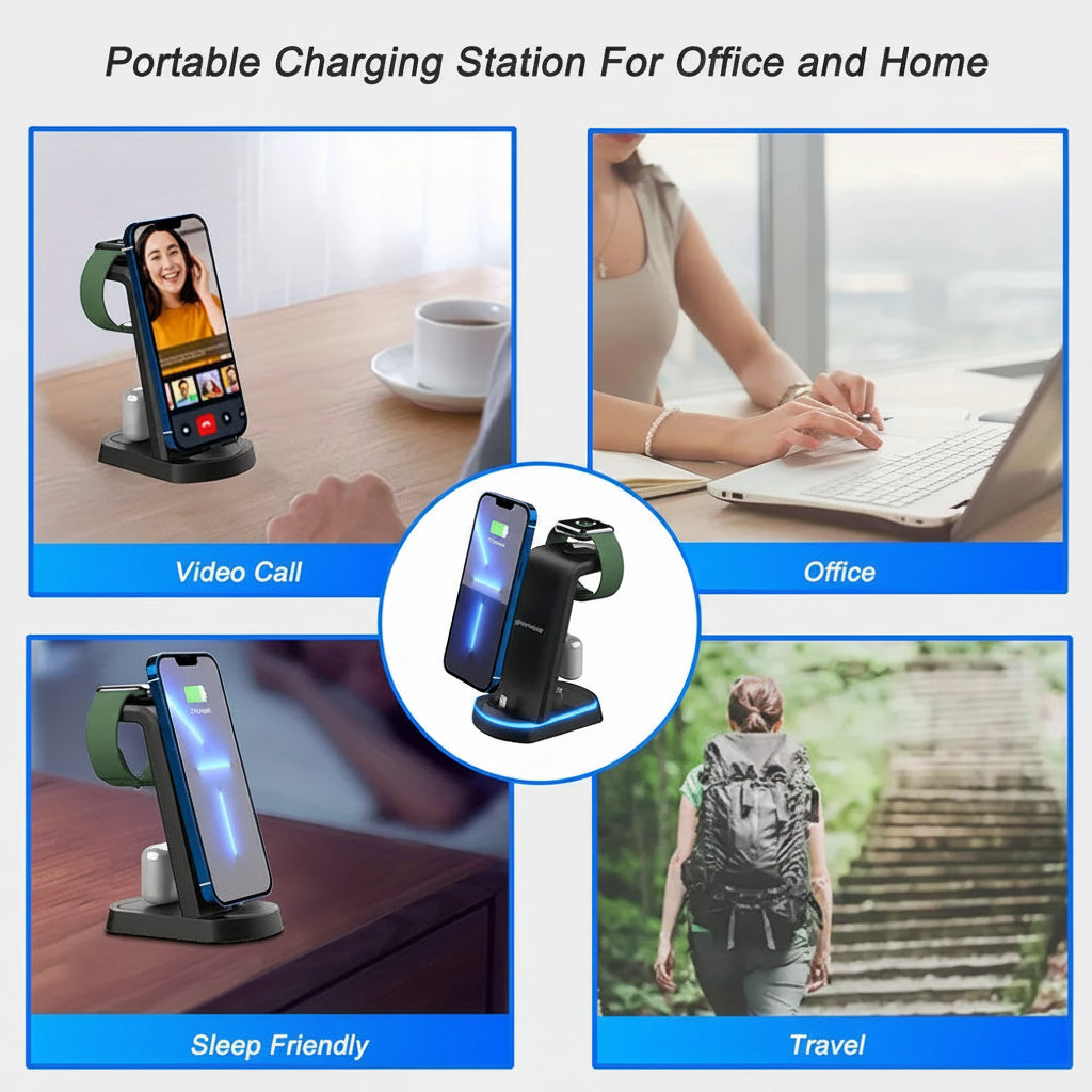 3-in-1 Charging Stand — Phone, Watch & Earbuds