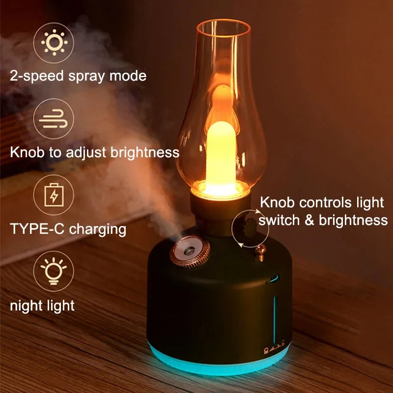 Retro Lamp Diffuser — 7-Color Cool Mist Humidifier