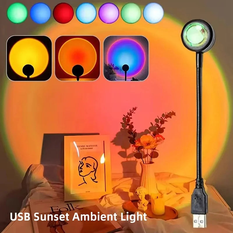 Sunset Projection Lamp Neon Edition glowing with a neon color edge