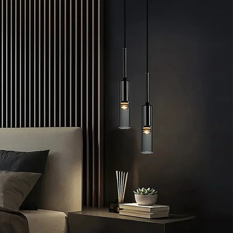 Nordic Lustre Pendant Light with soft iron finish in a living room