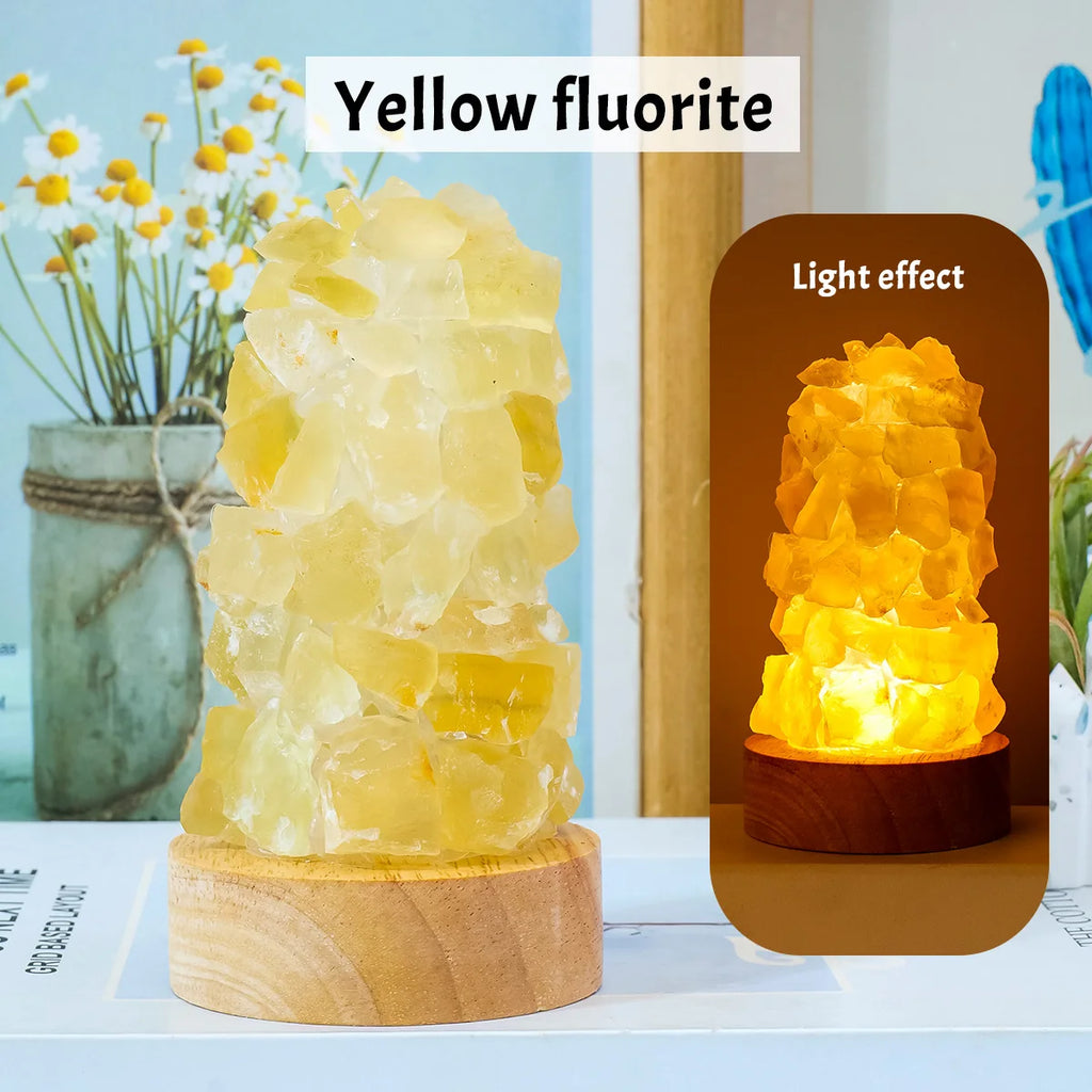 Raw Crystal Wishing Lamp — Citrine & Amethyst