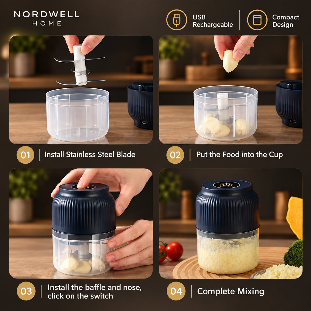Mini Electric Vegetable Chopper — USB Rechargeable
