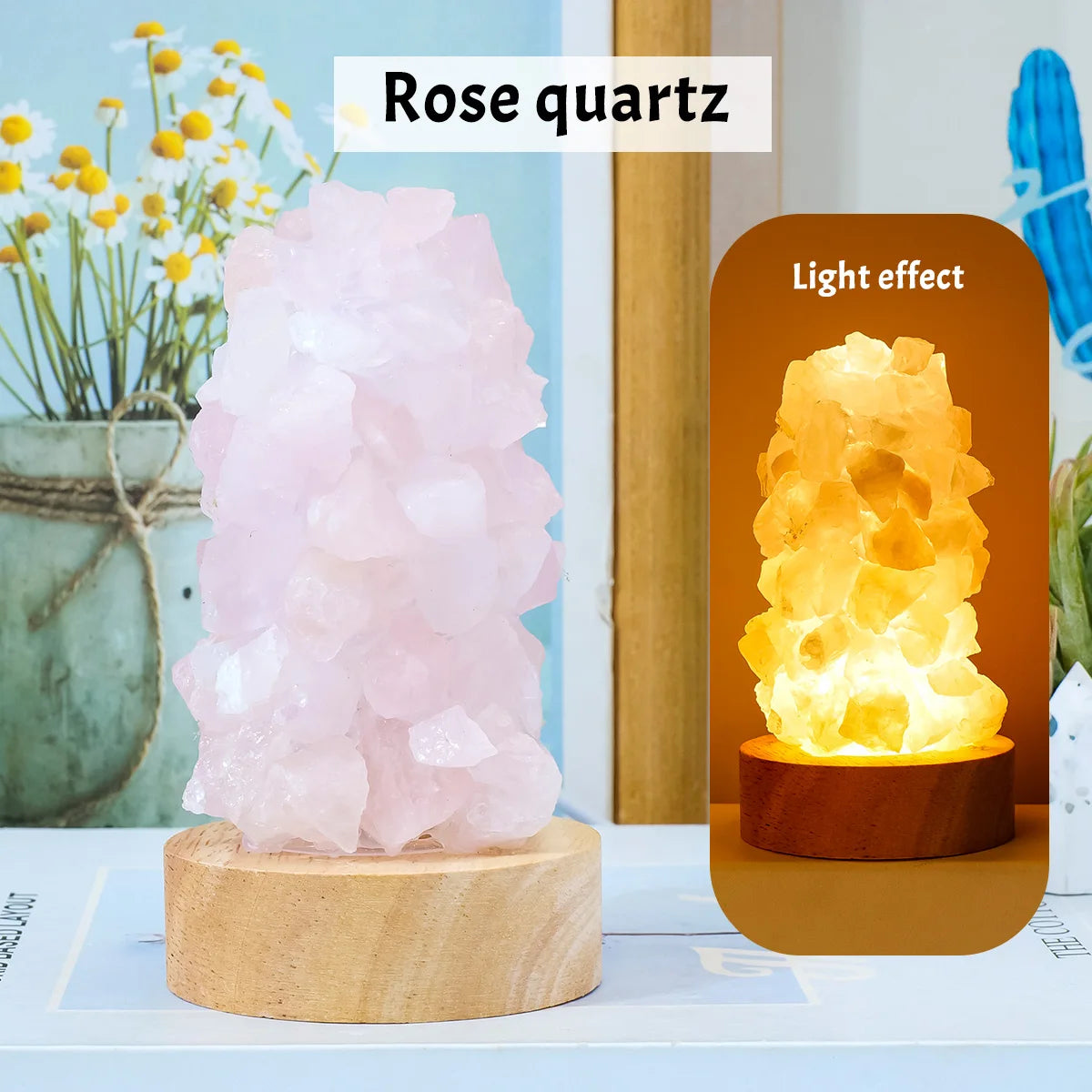Raw Crystal Wishing Lamp — Citrine & Amethyst