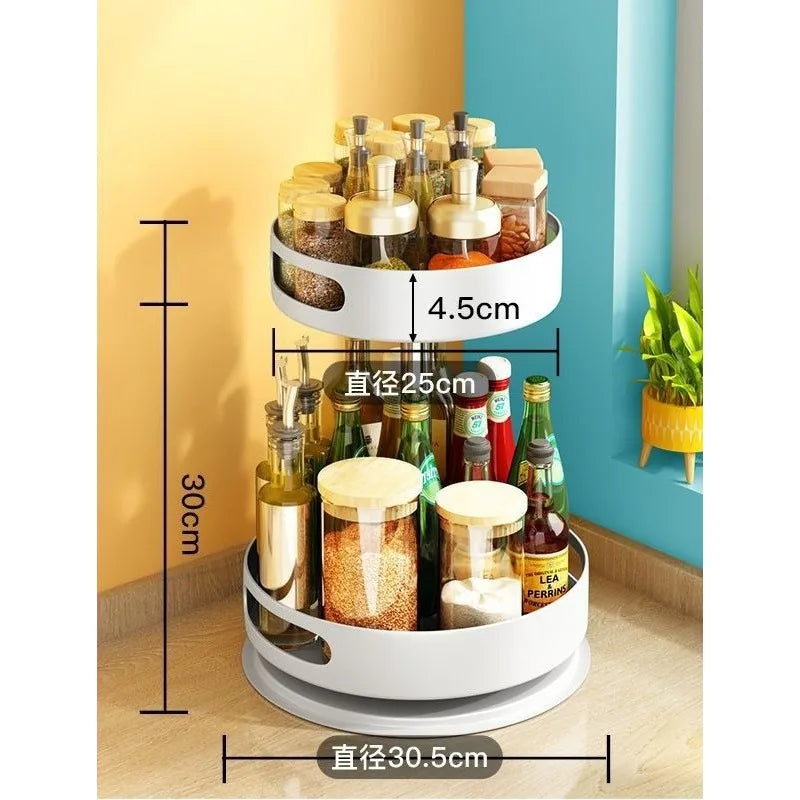Round Spice Rack Organizer — Kitchen Condiment Holder