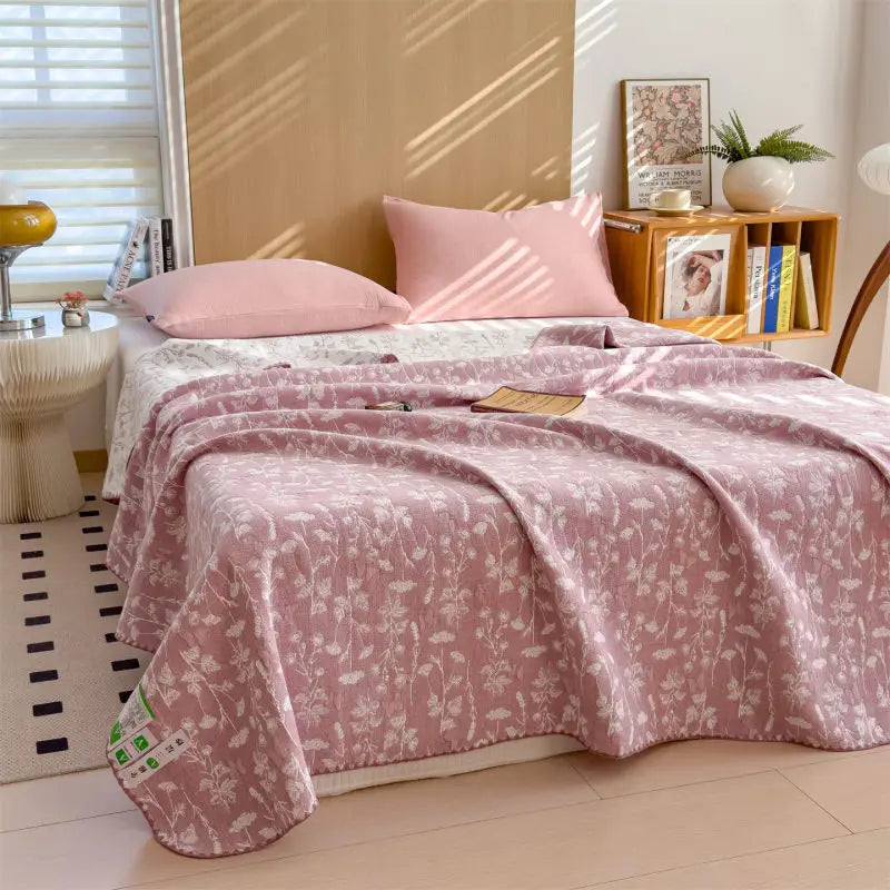 100% Cotton Throw Blanket — Breathable Bed Cover
