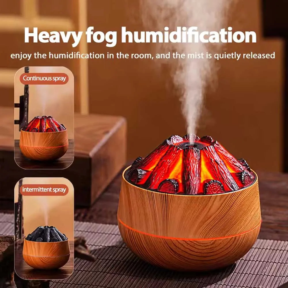 Charcoal-Style Flame Humidifier — Wood Grain