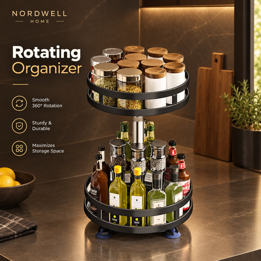 Rotating Spice Rack Organizer — Kitchen Turntable