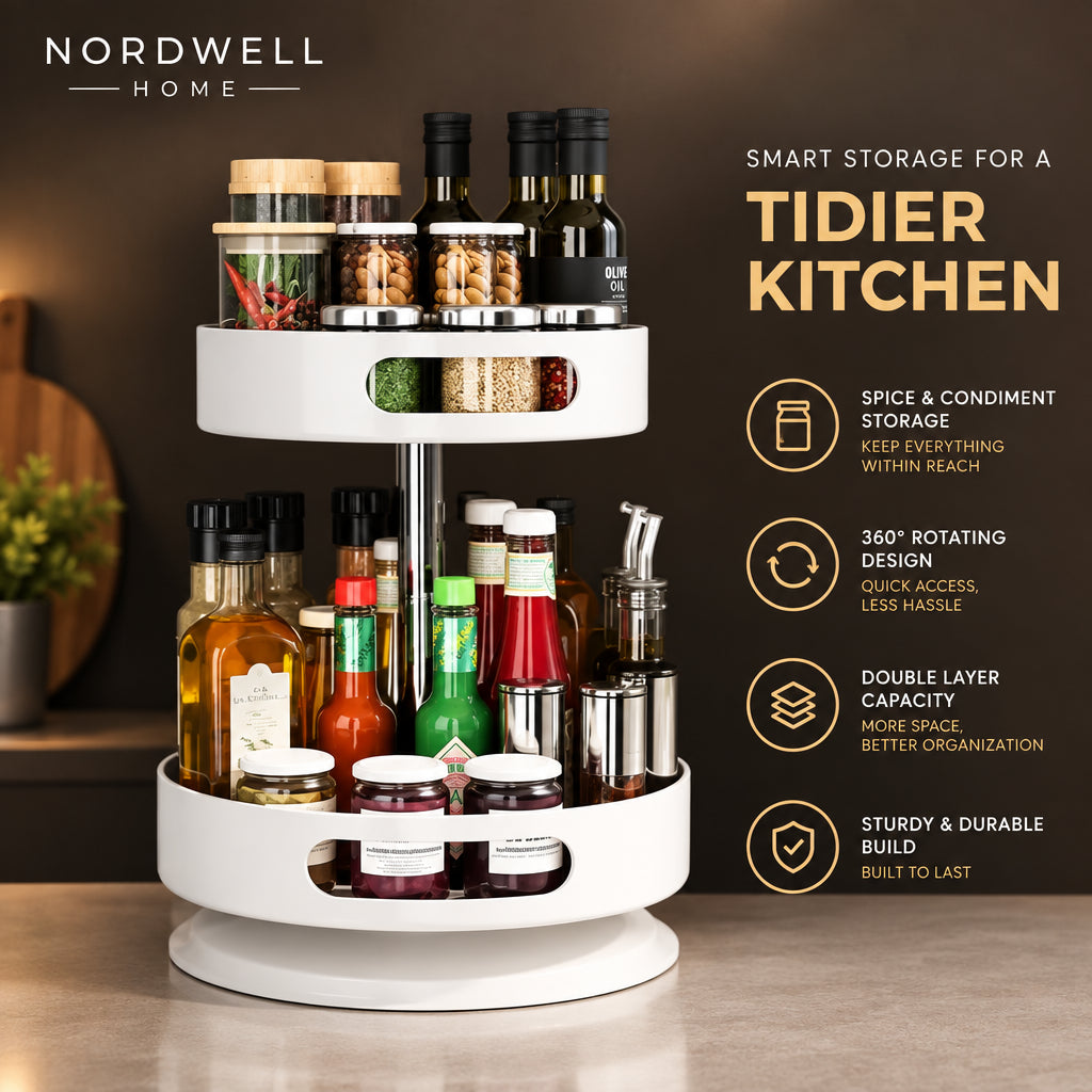 Round Spice Rack Organizer — Kitchen Condiment Holder
