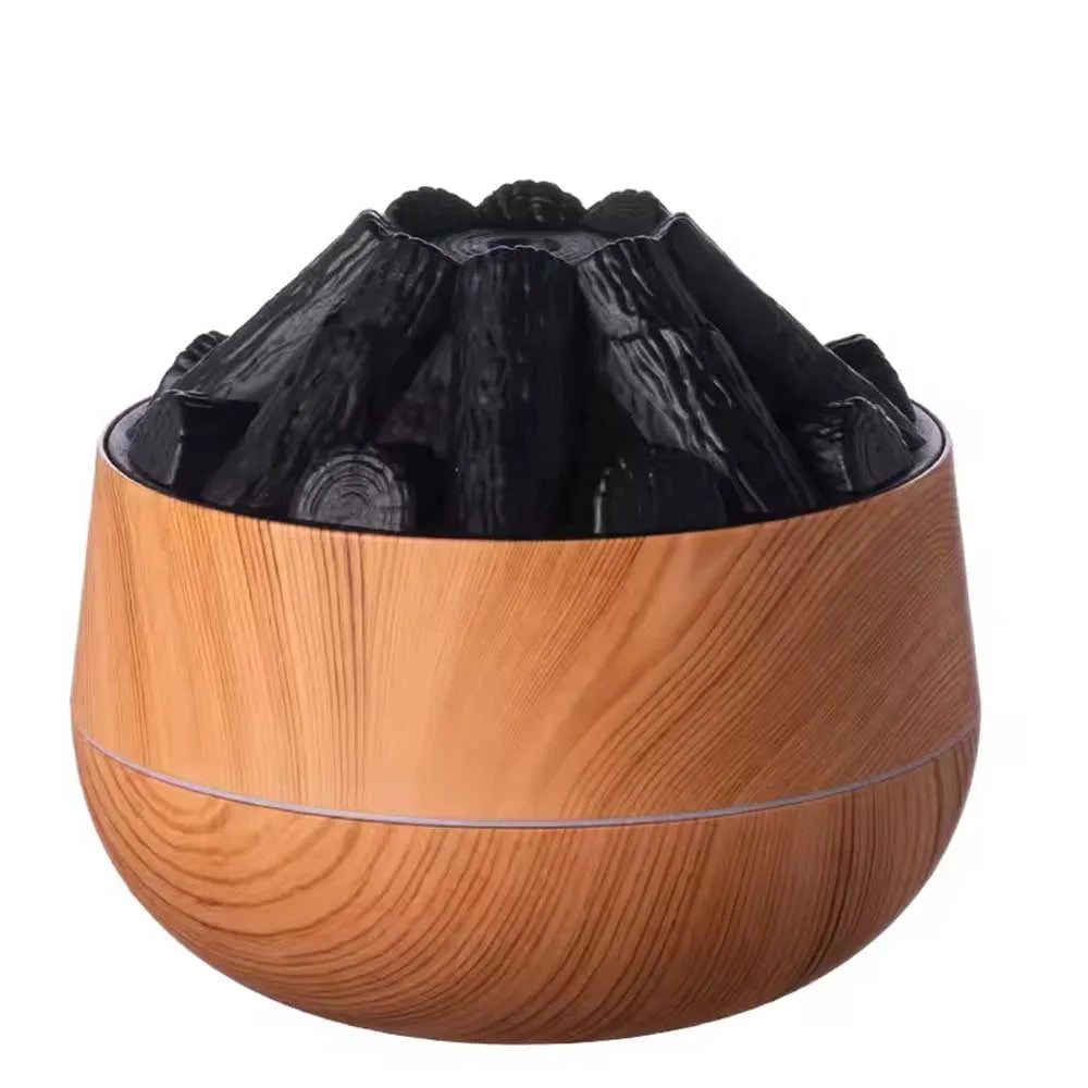 Charcoal-Style Flame Humidifier — Wood Grain