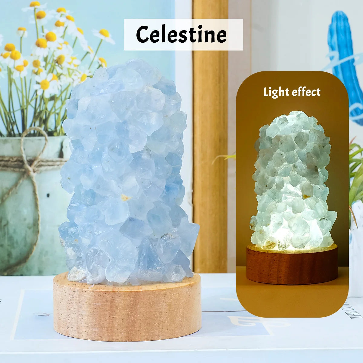 Raw Crystal Wishing Lamp — Citrine & Amethyst